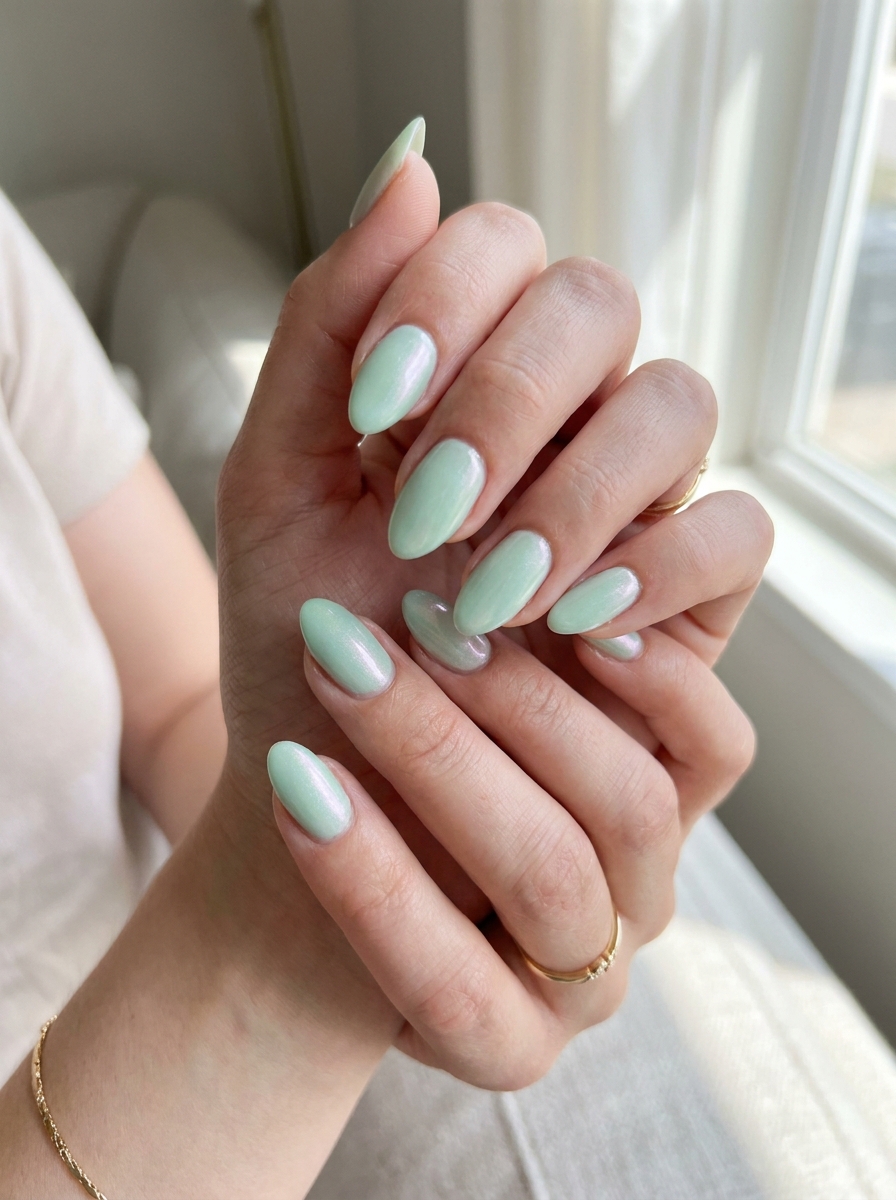 Mint Pearl Nails